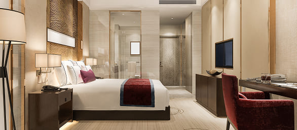 Habitación de hotel elegante con iluminación inteligente - Grupo Versor
